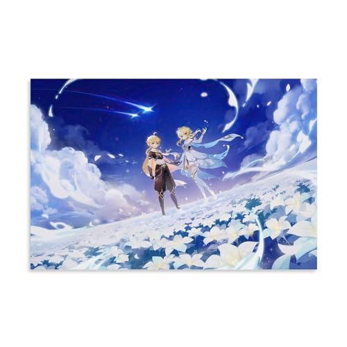 ZAJSGPUR Genshin Impact Game Art Poster Dekorative Malerei Leinwand Wandkunst Wohnzimmer Poster Schlafzimmer Malerei 16x24inch(40x60cm) von ZAJSGPUR