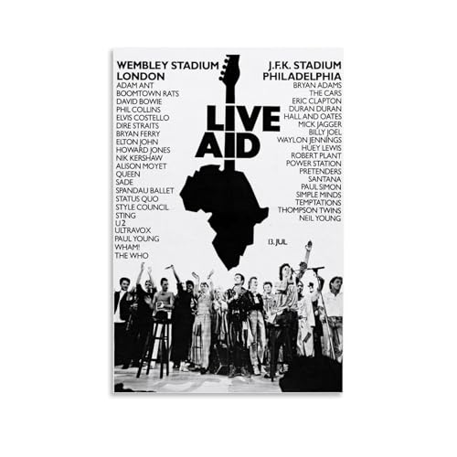 ZAJSGPUR Live Aid 1985 List U2 Queen Poster Dekorative Malerei Leinwand Wandkunst Wohnzimmer Poster Schlafzimmer Malerei 12x18inch(30x45cm) von ZAJSGPUR