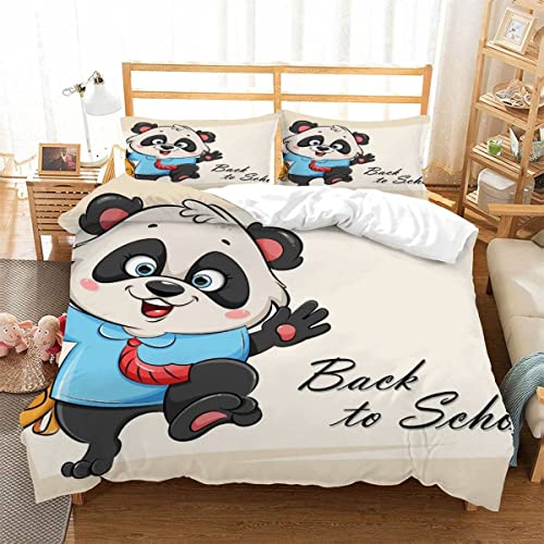 ZAKATO Kinder Bettwäsche 135x200 Panda 3D Druck Bettwäsche-Sets Weiche kuschelig Leicht Mikrofaser 3 Teilig Karikatur Bettbezüge versteckter Reißverschluss mit 2 Kissenbezug 80x80cm von ZAKATO