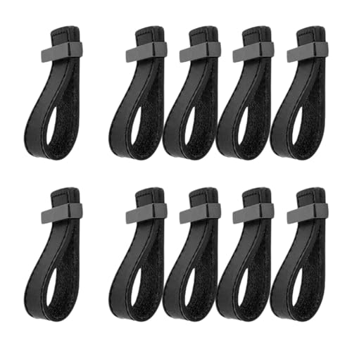 ZAKHSE Möbelgriffe Schwarz, Ledergriffe für Möbel, 10 Stück Leder Schrankgriffe Einzelloch Lederschlaufe Schubladengriffe mit Schwarz Zinklegierung Metallkopf, Griffe für Küchenschränke-71×40mm von ZAKHSE