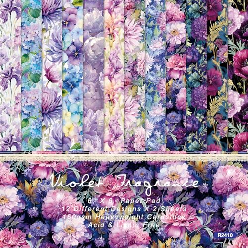 ZAKHSE Motivpapier 15,2x15,2cm, 48 Blätter Violett Hortensie Blumenmuster Designpapier, Einseitig Bedruckt Bastelpapier Bunt, 12 Designs, Scrapbook Papier für Hochzeit Kartenherstellung Sammelalbum ZAKHSE Motivpapier 15,2x15,2cm, 48 Blätter Violett Hortensie Blumenmuster Designpapier, Einseitig Bedruckt Bastelpapier Bunt, 12 Designs, Scrapbook Papier für Hochzeit Kartenherstellung Sammelalbum von ZAKHSE