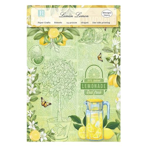 ZAKHSE Motivpapier Designpapier 14,5×21cm, 24 Blätter Zitrone Zitronenbaum Scrapbook Papiere, 8 Designs, Einseitig Bedruckte Bastelpapier Dekorpapier für Sammelalbum Kartenherstellung Fotoalbum Dekor ZAKHSE Motivpapier Designpapier 14,5×21cm, 24 Blätter Zitrone Zitronenbaum Scrapbook Papiere, 8 Designs, Einseitig Bedruckte Bastelpapier Dekorpapier für Sammelalbum Kartenherstellung Fotoalbum Dekor von ZAKHSE