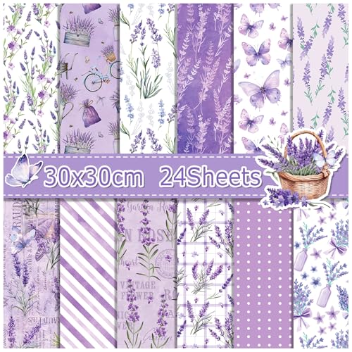 ZAKHSE Motivpapier Doppelseitig Bedruckt 24 Blatt Designpapier 30x30cm Lavendel Schmetterling Motive Scrapbook Papier, 160gsm Lila Bastelpapier für DIY Handarbeiten Karten Gestalten-12 Designs ZAKHSE Motivpapier Doppelseitig Bedruckt 24 Blatt Designpapier 30x30cm Lavendel Schmetterling Motive Scrapbook Papier, 160gsm Lila Bastelpapier für DIY Handarbeiten Karten Gestalten-12 Designs von ZAKHSE