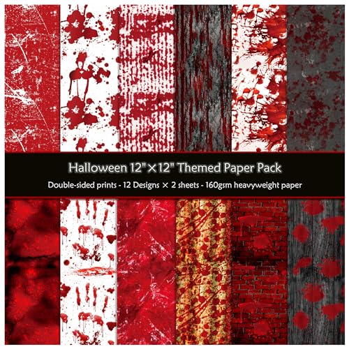 ZAKHSE Motivpapier Halloween, 24 Blätter Designpapier 30x30cm Halloween Prints Doppelseitig Bedruckt Gemustert Bastelpapier Scrapbook Papier Geschenkpapier Papierblock für Basteln-12 Designs-Schwarz ZAKHSE Motivpapier Halloween, 24 Blätter Designpapier 30x30cm Halloween Prints Doppelseitig Bedruckt Gemustert Bastelpapier Scrapbook Papier Geschenkpapier Papierblock für Basteln-12 Designs-Schwarz von ZAKHSE