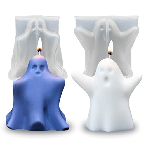 2 Stück Geisterkerzenform Halloween Harz Gießen Silikonform für DIY Aromatherapie Kerzen hausgemachte Seife Wachs Gips Polymer Ton Dekoration von ZAKVOOR