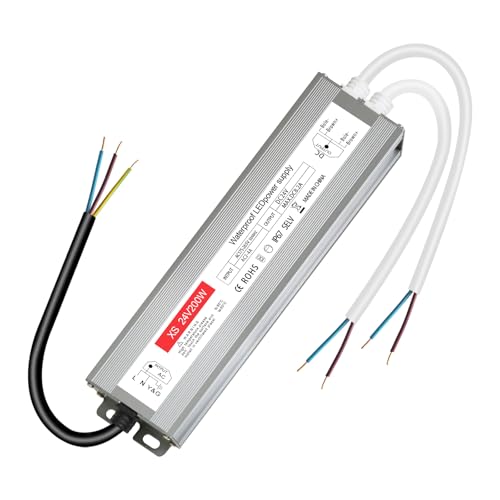 led trafo 24v 8.2A, IP67 Wasserdicht led transformator 24V 200w, trafo 230v auf 24V 200W, netzteil 24 V für G4 GU5.3 MR11 MR16, Nicht Dimmbar, kein Flimmern, Kein Rauschen von ZAKVOP