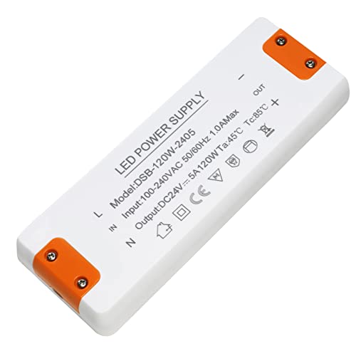 LED Trafo 24V 120W, LED Treiber Netzteil 24v 5A, LEd Transformator 230V 24V 120W, trafo 230v auf 24v, für G4 GU5.3 MR11 MR16 LEd Strips, Nicht Dimmbar, Kein Rauschen, Kein LED-Flimmern von ZAKVOP
