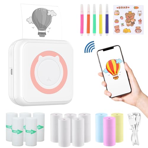 ZAKVOP Mini drucker 300DPI, Mini drucker Aufkleber, Mini drucker für Smartphone, Bluetooth tragbarer Mini thermodrucker für iOS und Android, Mini fotodrucker für Notizen, Liste, Memo - Rosa ZAKVOP Mini drucker 300DPI, Mini drucker Aufkleber, Mini drucker für Smartphone, Bluetooth tragbarer Mini thermodrucker für iOS und Android, Mini fotodrucker für Notizen, Liste, Memo - Rosa von ZAKVOP