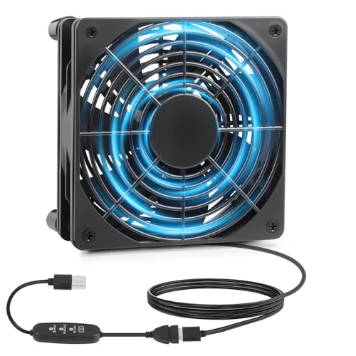 USB Lüfter 120mm 5V PC Lüfter USB ZAKVOP USB Ventilator mit 3 Einstellbare Geschwindigkeiten, 120mm Gehäuselüfter mit Stoßdämpfenden Füßen,USB Computer Ventilator für PC Computer (1) von ZAKVOP