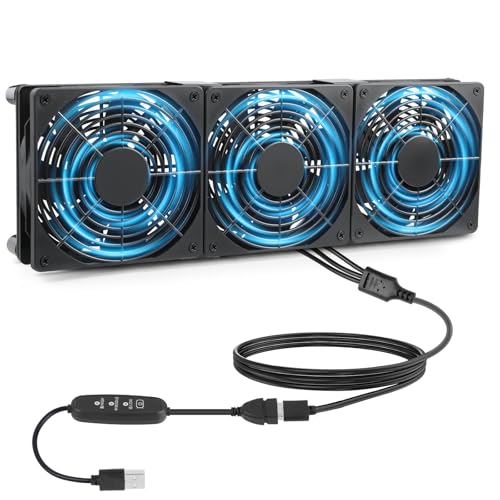 USB Lüfter 120mm 5V PC Lüfter USB ZAKVOP USB Ventilator mit 3 Einstellbare Geschwindigkeiten, 120mm Gehäuselüfter mit Stoßdämpfenden Füßen,USB Computer Ventilator für PC Computer (3) von ZAKVOP
