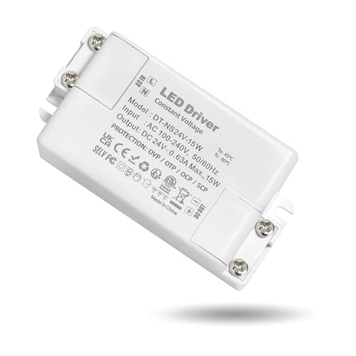 led trafo 24v 0.63A, led transformator 24v 15w, trafo 230v auf 24v, led netzteil 24v, LED Trafo 24V 15W, kein LED-Flimmern, Kein Rauschen, led driver 24v für G4 GU5.3 MR11 MR16, Nicht Dimmbar von ZAKVOP