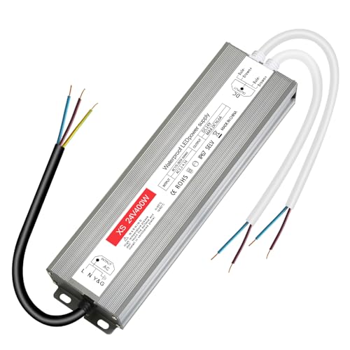 led trafo 24v 16.6A, IP67 Wasserdicht led transformator 24V 400w, trafo 230v auf 24V 400W, netzteil 24 v für G4 GU5.3 MR11 MR16, Nicht Dimmbar, kein Flimmern, Kein Rauschen von ZAKVOP
