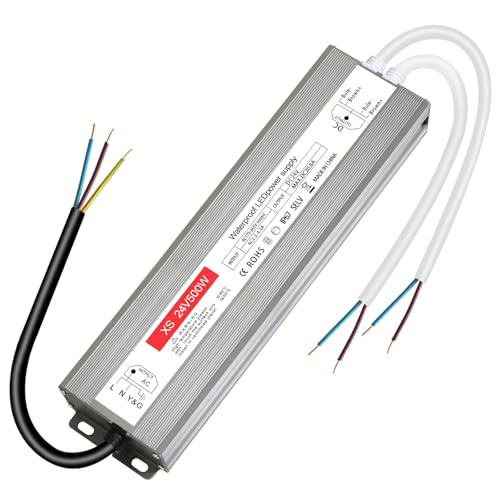 led trafo 24v 20.8A, IP67 Wasserdicht led transformator 24V 500w, trafo 230v auf 24V 500W, netzteil 24 v für G4 GU5.3 MR11 MR16, Nicht Dimmbar, kein Flimmern, Kein Rauschen von ZAKVOP