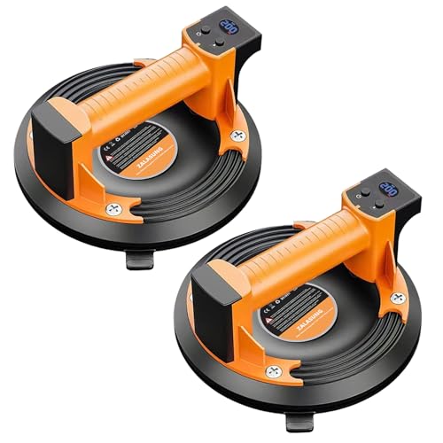 ZALASUNG 2-er 8"Akku Saugheber für Fliesen, Glas & Marmor,Fliesenheber Saugheber Elektrischer-LCD-Anzeige, Tragkraft Max.250KG,4000 mAh Akku(staub- und wasserdicht) von ZALASUNG