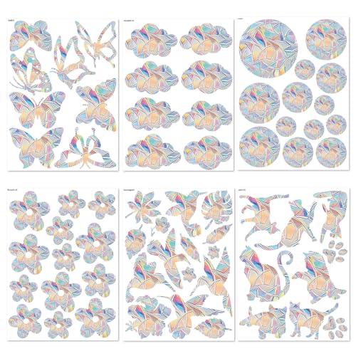 ZALHIN 6 Prisma Suncatcher Sticker, Fensteraufkleber, Vogelschutz für Glasscheiben,Prisma Fensteraufkleber Kreis, Vogelschutz Fenster Regenbogen Fensterfolie von ZALHIN