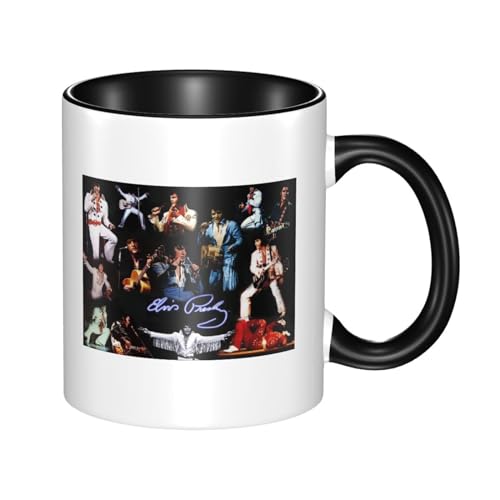 Elvis Sänger Rock-Presley Keramik Kaffeetasse Neuheit Teetassen Kaffeetasse Tasse mit Henkel Perfektes Musikliebhaber Geschenk für Fans von ZALIX
