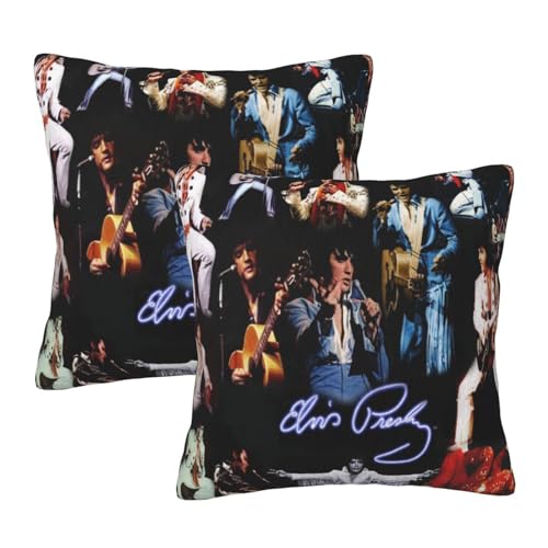 ZALIX Elvis Singer Rock-Presley Kissenbezug, weich, 45,7 x 45,7 cm, 2 Stück, Heimdekoration für Sofa, Bett, Teenager, Geschenkidee von ZALIX