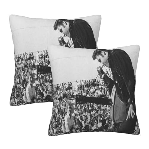 ZALIX Singer Rock-Presley Kissenbezug, gemütlich, quadratisch, dekorative Kissen für Bett, Couch, Sofa, 2 Stück von ZALIX
