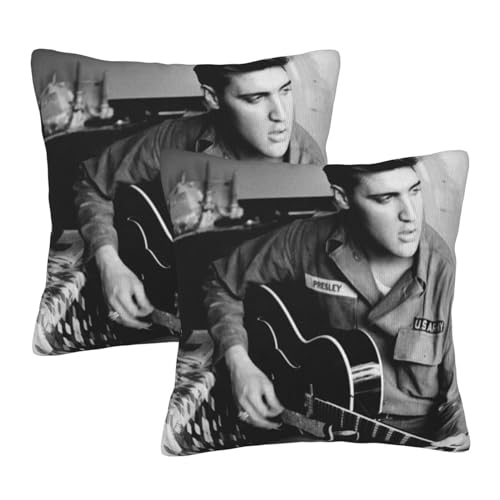 ZALIX Singer Rock-Presley Kissenbezug, weich, 45,7 x 45,7 cm, 2 Stück, Heimdekoration für Sofa, Bett, Teenager, Geschenkidee von ZALIX