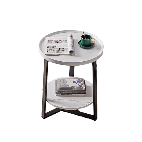 Moderner einfacher zweistöckiger runder Couchtisch, Aufbewahrungssofa, kleiner Couchtisch, tragbar, einfach zu installieren, Beistelltisch, Balkon, Schlafzimmer, kleiner runder Tisch, Nachttisch, Weiß Moderner einfacher zweistöckiger runder Couchtisch, Aufbewahrungssofa, kleiner Couchtisch, tragbar, einfach zu installieren, Beistelltisch, Balkon, Schlafzimmer, kleiner runder Tisch, Nachttisch, Weiß von ZALTAS