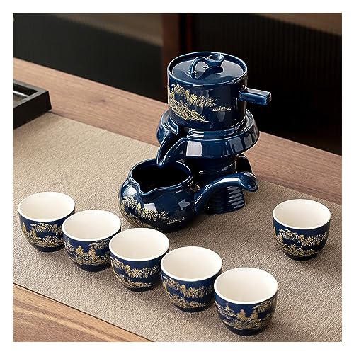 ZALTAS Chinesisches Keramik-Kung-Fu-Teeset als Geschenk, halbautomatisches Steinmühlen-Design, handgefertigte Keramik-Teekanne, 6 Tassen japanischer Kung-Fu-Tee, kre C von ZALTAS
