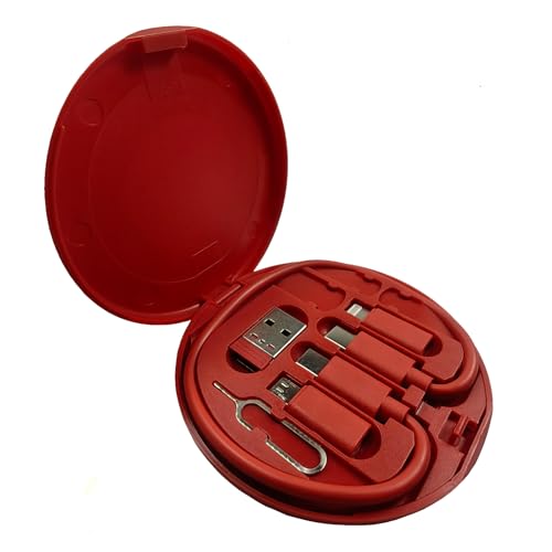 ZALUJMUS Multifunktionales Datenkabel-Aufbewahrungsbox-Adapter für USB-C- und Micro-USB-Geräte, universelles Datenübertragungskabel (rot) von ZALUJMUS
