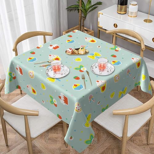 54X54 Zoll Quadratische Tischdecke - Wasserabweisende, Auslaufsichere Tischdecke für Café-Buffets Mit Bedrucktem Muster Color 152X152 von ZALXOZYL