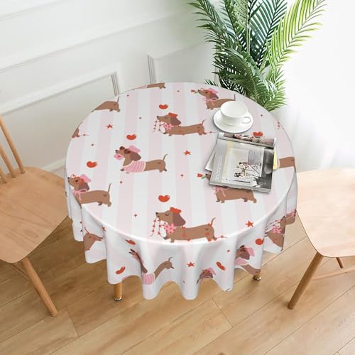Abwischbare Tischdecke, Rund, 152 cm, Hygienische Oberfläche, Bedrucktes Muster, für Restaurants und Cafés 4 60In von ZALXOZYL
