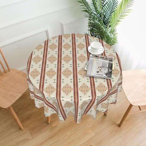 Feuchtigkeitsbeständige Runde Tischdecke, 152 cm, Schimmelresistent, Einfarbiges Streifendruckdesign für Den Essbereich am Pool Color 152cm von ZALXOZYL