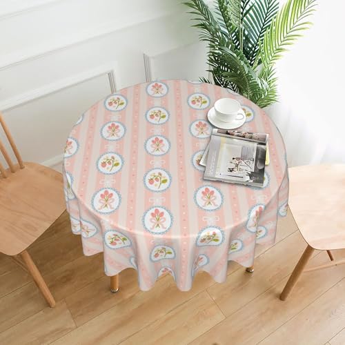 Leinen-Tischdecke, Rund, 152 cm, Bedrucktes Muster, für Elegante Abendessen und Veranstaltungen 3 60In von ZALXOZYL