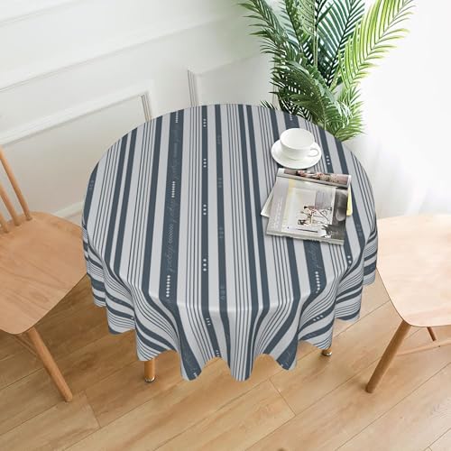Leinen-Tischdecke, Rund, 152 cm, Bedrucktes Muster, für Elegante Abendessen und Veranstaltungen 4 60In von ZALXOZYL