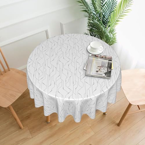 Leinen-Tischdecke, Rund, 152 cm, Elegantes Textur-Druckmuster für Gehobene Küche und Veranstaltungen Color 60In Leinen-Tischdecke, Rund, 152 cm, Elegantes Textur-Druckmuster für Gehobene Küche und Veranstaltungen Color 60In von ZALXOZYL