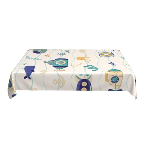 Ölbeständige Tischdecke 60X90 Zoll Gedrucktes Muster Rechteckige Polyester-wasserdichte Tischdecke Waschbares Dekor Color One Size von ZALXOZYL