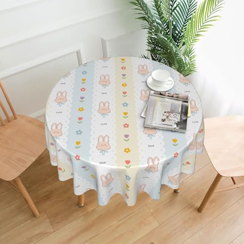 Rosa Gingham-Tischdecke, 152 cm, Rund, Bedrucktes Muster, für Picknicks und Mottopartys Color 60In von ZALXOZYL