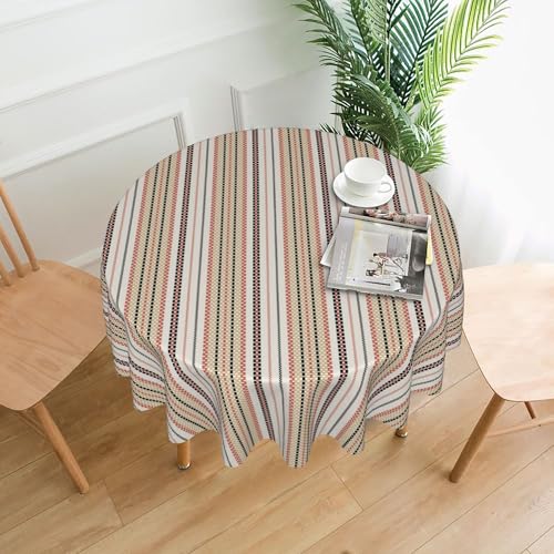 Tischdecke, Rund, 152 cm, Maschinenwaschbar, Bedrucktes Muster, Ideal für Picknicks und Zusammenkünfte Im Freien Color 60In von ZALXOZYL