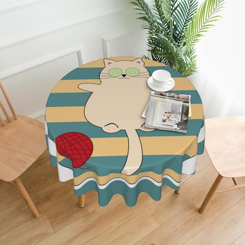 Tischdecke Aus Kunststoff, Abwischbar, 152 cm, Rund, Flexibles Material, Bedrucktes Muster für Kinderpartys Color 60In von ZALXOZYL