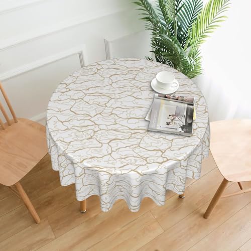 Tischdecke für Außentische, Rund, 152 cm, Wetterfest, Bedrucktes Muster, für Terrasse und Deck Color 60In von ZALXOZYL