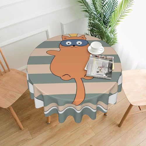 Tischdecke für Den Außenbereich, Rund, 152 cm, Uv-Beständig, Bedrucktes Muster, für Strandveranstaltungen und Sommerspaß Color 60In von ZALXOZYL