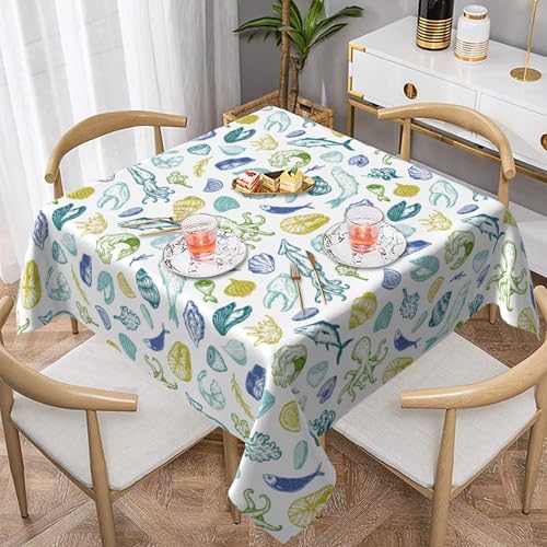 ZALXOZYL Weiche Tischdecke, 137X137cm, Wasserdicht, für Esstische Im Café, Restaurants, Hochzeitsfeiern, Schmutzabweisend 6 152X152 von ZALXOZYL