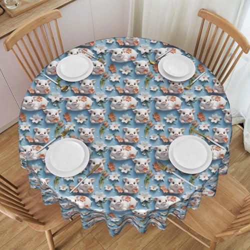 ZALXOZYL Wiederverwendbare Runde Spitzentischdecke Mit Bunten Blumen, Wasserabweisender Stoff für Jubiläumsdekoration, Partyzubehör, Waschbar Und Wiederverwendbar Color Diameter 60In von ZALXOZYL