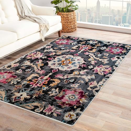 ZAMAEIU Moderner Kuscheliger Wohnzimmer Teppich, Abstrakte Blumen, Kurzflor waschbar stilvoll rutschfest pflegeleicht,Schlafzimmer, Badezimmer, Küche(Mehrfarbige)-210x300cm von ZAMAEIU