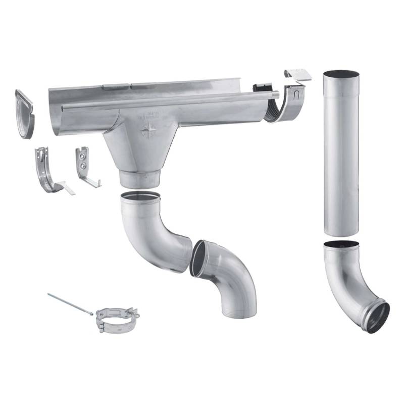 Zambelli Dachrinnen Komplettset 4m 250/ 8 teilig Zink Silber für Gartenhaus von ZAMBELLI