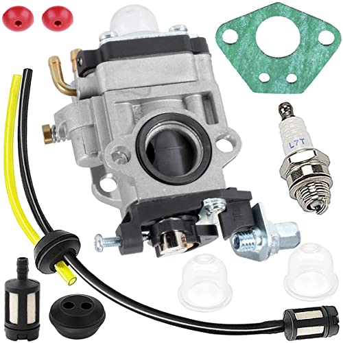ZAMDOE 15 mm Vergaser für 52 cc 50 cc 49 cc 47 cc 43 cc 33 cc Freischneider Motoren, mit Dichtung Zündkerze Kraftstofffilter, für Heckenschere Gebläse Edger Grubber Roller Pocketbike von ZAMDOE