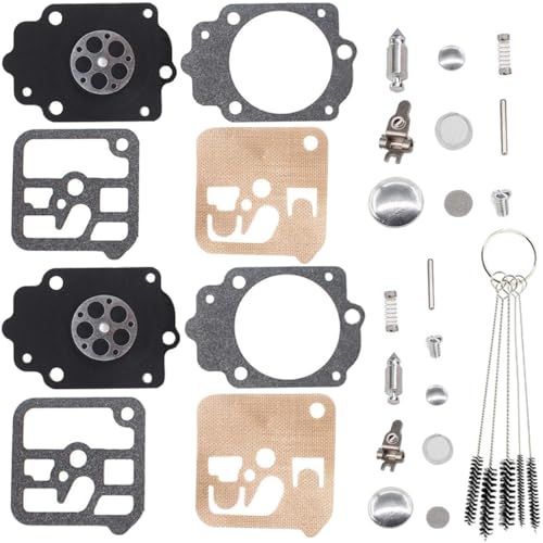 ZAMDOE 2er-Set Vergaser Reparatur Kit für Tillotson RK-34HK Modelle 034AV 034EC 038, für Dolmar 112 114 117 Kettensägenteile mit Dichtungsmembran mit Vergaser-Reinigungsbürste von ZAMDOE