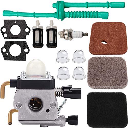 ZAMDOE C1Q-S97 Vergaser für STIHL FS55 FS55R FS55C FS45 FS75 FS80 FS85 HS75 Rasentrimmer C1Q-S143 C1Q-S153 C1Q-S186 A B, mit Luftfilter-Kraftstoffleitungs Satz von ZAMDOE