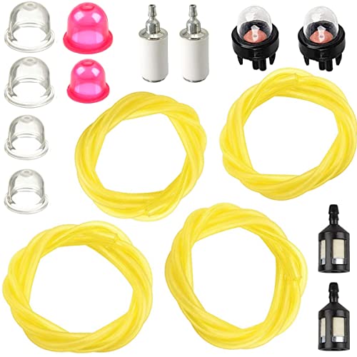 ZAMDOE Kraftstoffschlauch Dieselschlauch PVC Schlauch Benzinschlauch Ölschlauch Gasschlauch-Kit 4 Größe 4 Fuß lang für Fadentrimmer-Kettensägengebläse kleine Motoren, mit Primer Kraftstofffilter von ZAMDOE