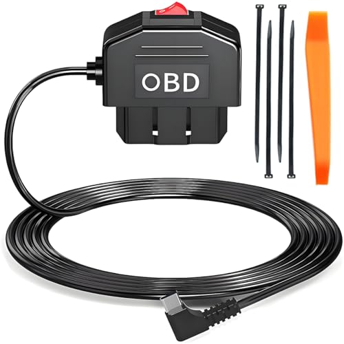 ZAMDOE Typ-C OBD-Verlängerungskabel für Dashcam GPS Radar OBD2 auf Typ C mit Umschalttaste 90-Grad-Winkel 24-Stunden-Überwachung 12V-24V auf 5V/3A 3,5 m für Benzin/Diesel Kabelanschluss von ZAMDOE