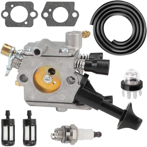 ZAMDOE Vergaser für Sti-HL BR350 BR350Z BR430 SR430 SR431 SR450 BR430Z Rucksackgebläse ersetzt C1Q-S210 C1Q-S210B 4229 129 0901 Vergaser 4244 120 0603, mit Zündkerzen-Kraftstoffleitungsfilter von ZAMDOE