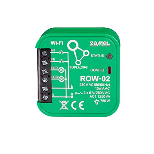 Supla Zamel innovativ modular, modern intelligent, automatisch, kabellos, funktional der neuesten Generation und von guter Qualität, Wi-Fi-Empfänger, 2-Kanal, bidirektional TYP: ROW-02 von Supla