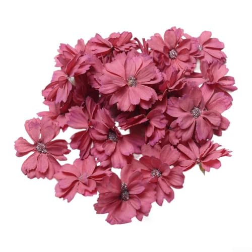 100 Stück künstliche Seidenblumenköpfe mit 6-Petal mehrschichtigem Design für DIY Handwerk, Heimdekoration und Hochzeitsarrangements (8) von ZAMETTER